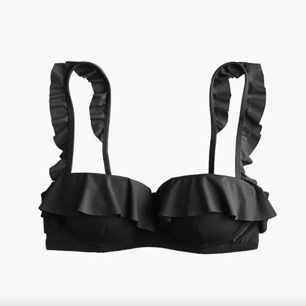 J. Crew Ruffle Underwire Ruched Lowrider Bikini NWT - Picture 3 of 6